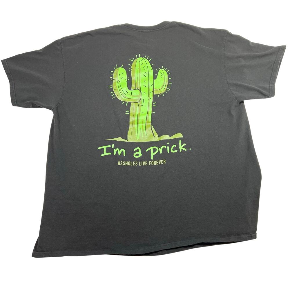 Assholes*s Live Forever I'm a Prick T-Shirt Mens XXL Black Double Sided Logo Tee